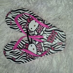 New! Hello Kitty Sanrio Animal Print Flip Flops